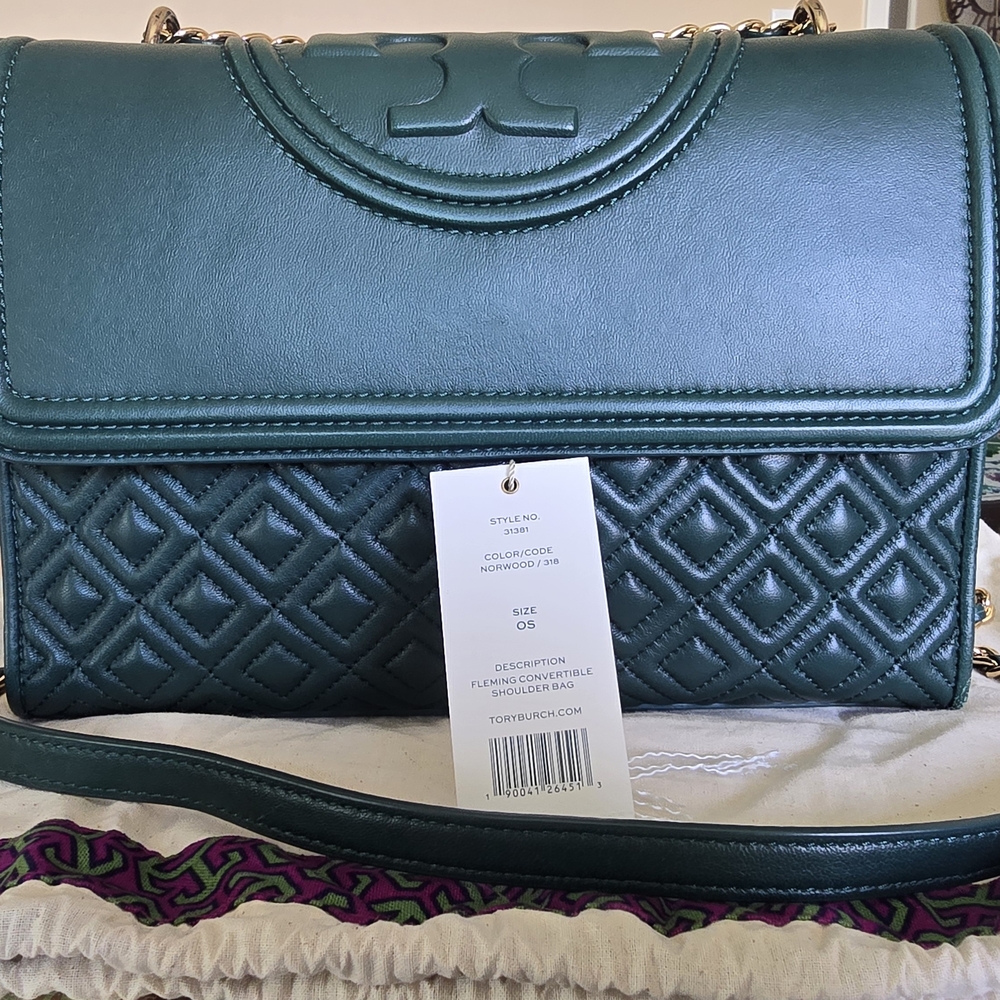 Tory Burch Fleming Convertible Quilted Shoulder Bag MEDIUM